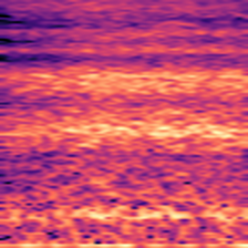 Mel-spectrogram of a breath: a soft wash of broadband energy