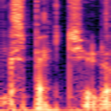 Mel-spectrogram of speech: sharp vertical harmonic columns