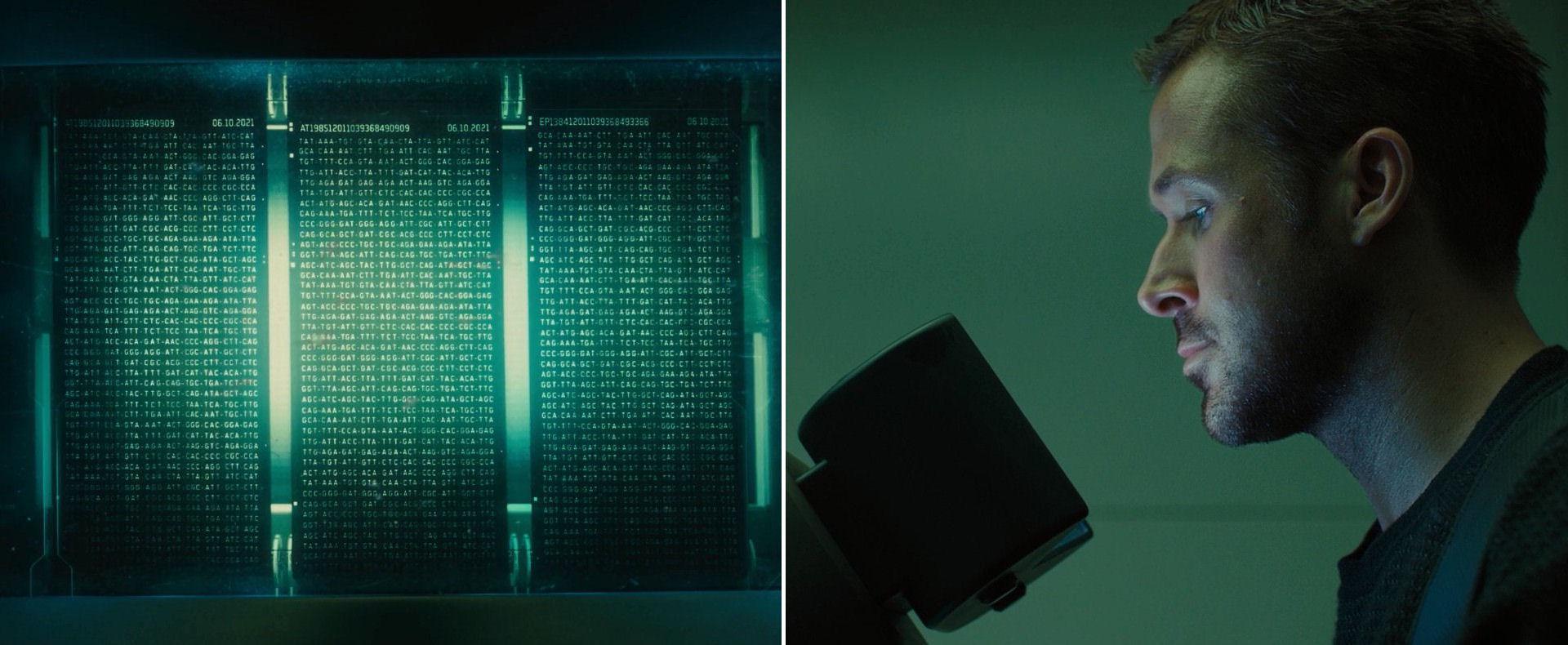 K scanning DNA records, Blade Runner 2049